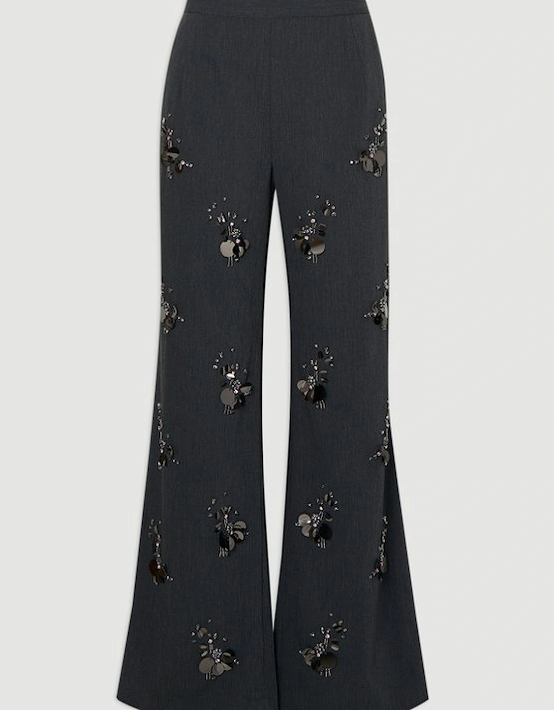 Petite Cluster Sequin & Crystal Embellished Tailored Wide Leg Trouser