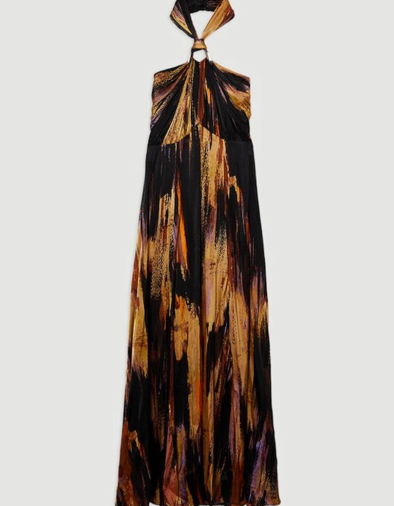 Marble Devour Halter Neck Maxi Dress