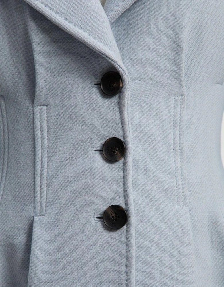 Petite Wool Corset Detail Full Skirted Tailored Maxi Coat