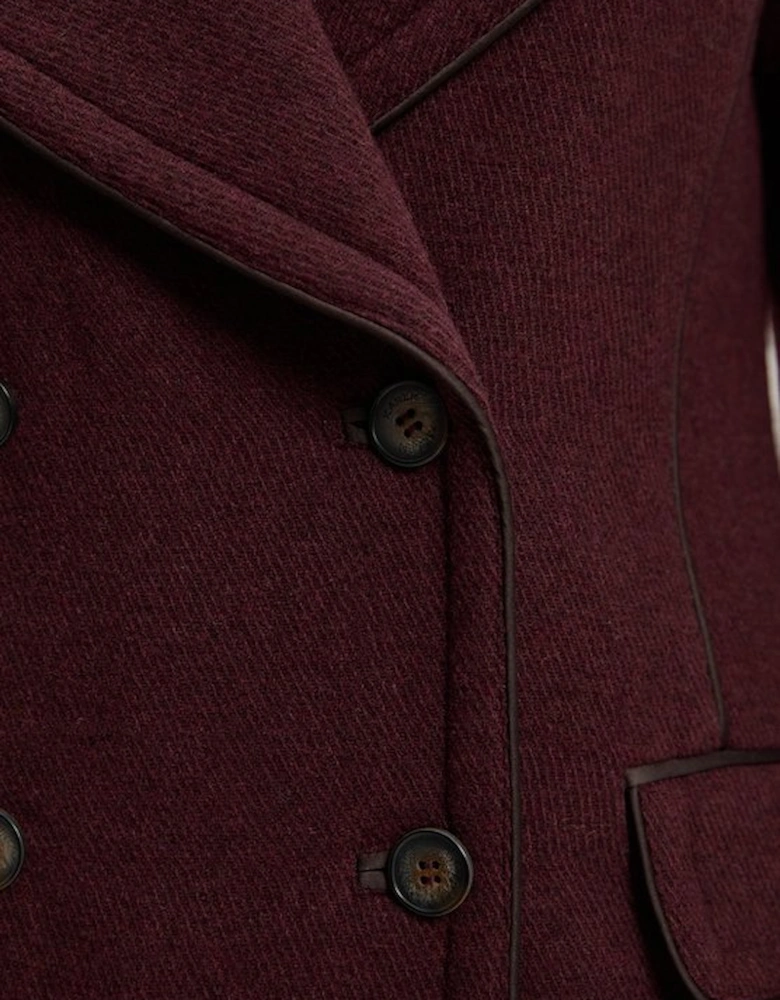 Wool Hybrid Double Breasted Tailored Midi Coat With Removable Padded Lining