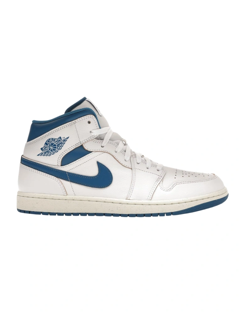 Air Jordan 1 Mid Se Blue Logo White Trainers
