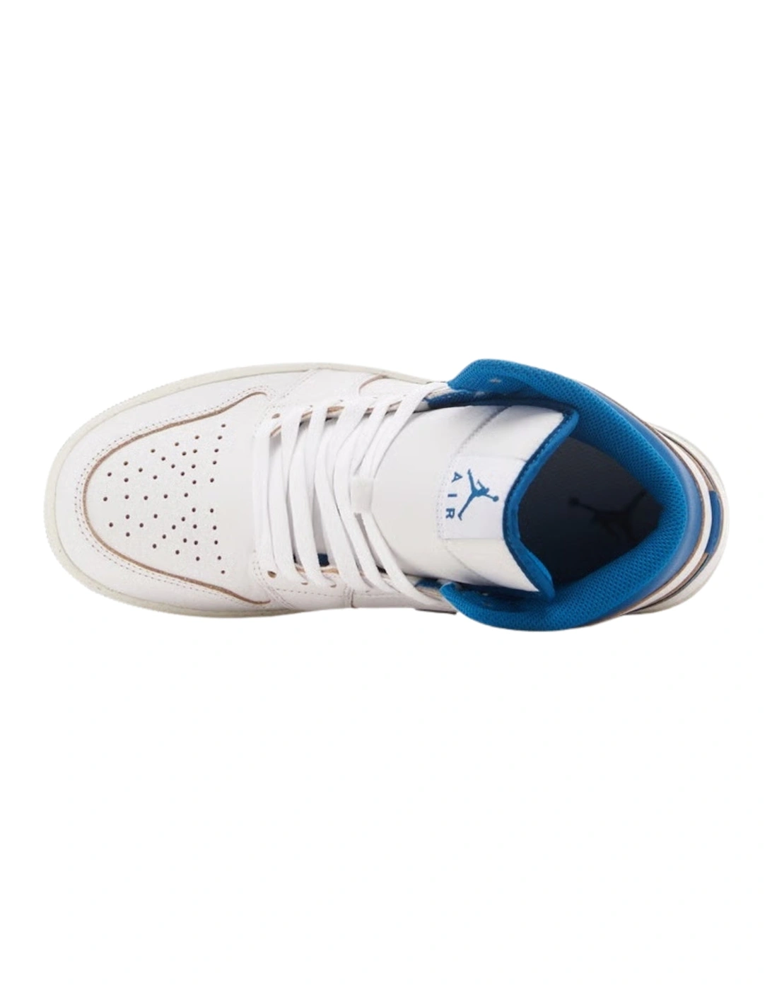 Air Jordan 1 Mid Se Blue Logo White Trainers