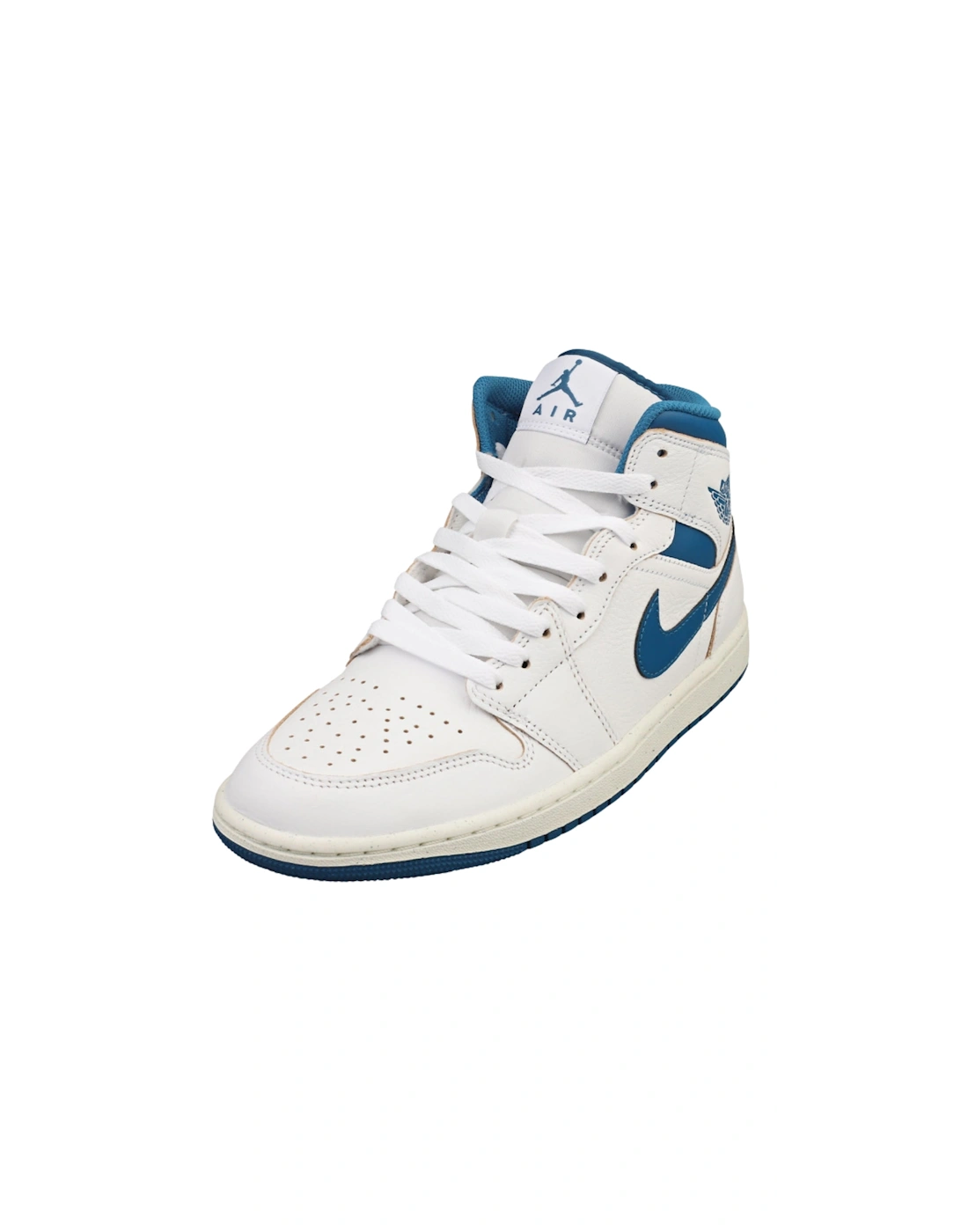 Air Jordan 1 Mid Se Blue Logo White Trainers