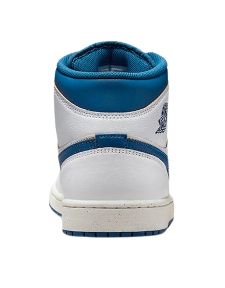 Air Jordan 1 Mid Se Blue Logo White Trainers