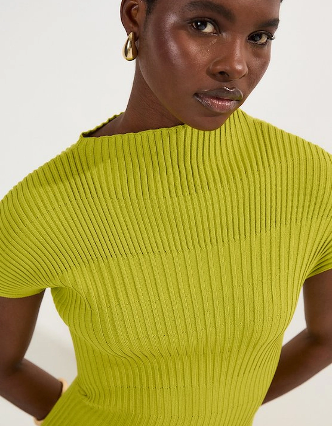 Stitch Detail Knit Midi Dress