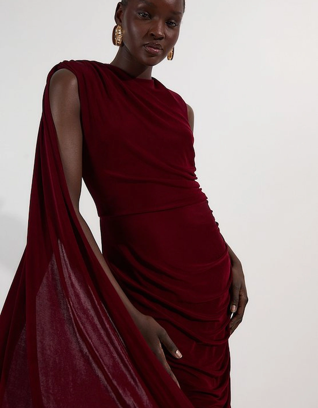 Premium Slinky Crepe Scarf Detail Maxi Dress, 2 of 1