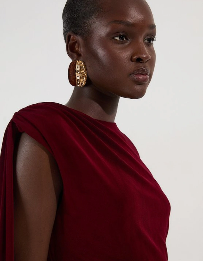 Premium Slinky Crepe Scarf Detail Maxi Dress