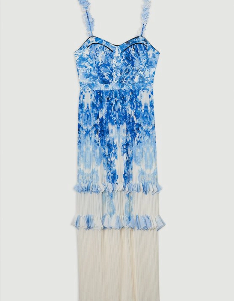 Pleat Detail Strappy Woven Maxi Dress