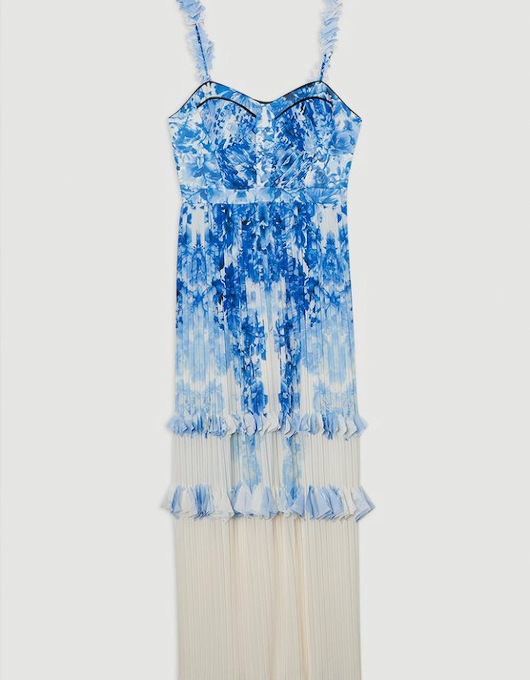 Pleat Detail Strappy Woven Maxi Dress