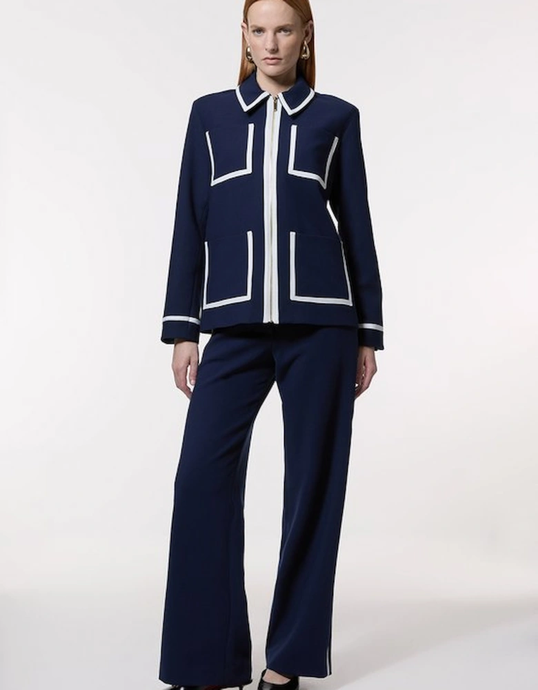 Compact Stretch Tipped Pocketed Tailored Jacket