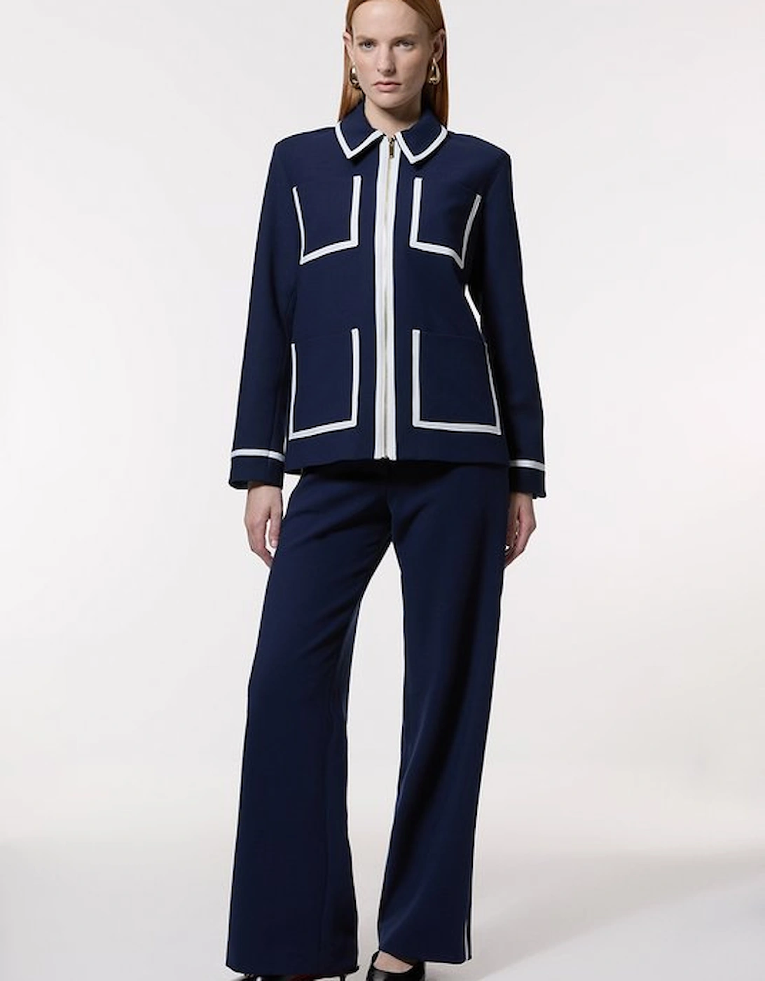 Compact Stretch Tipped Pocketed Tailored Jacket