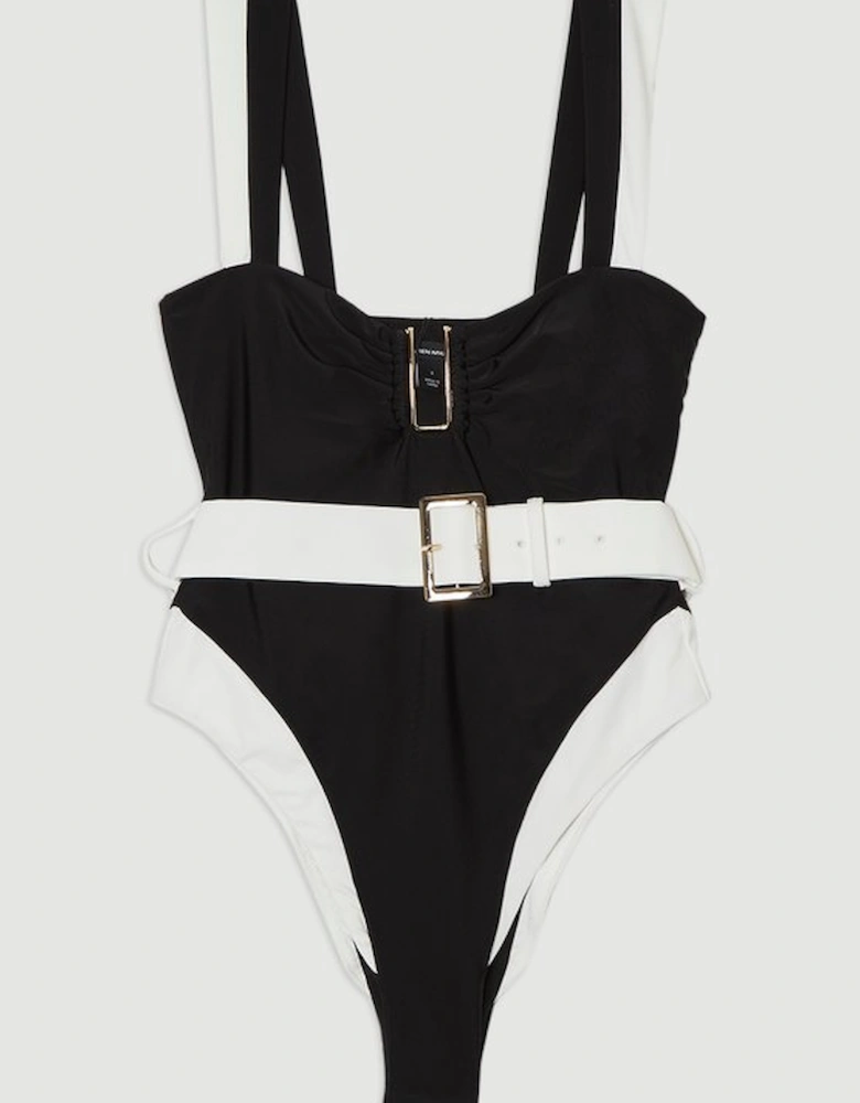 Contrast Trim High Cut Swimsuit