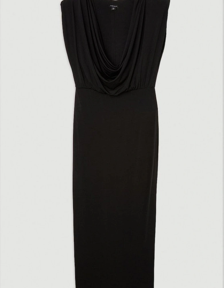 Cowl Neck Jersey Maxi Dress