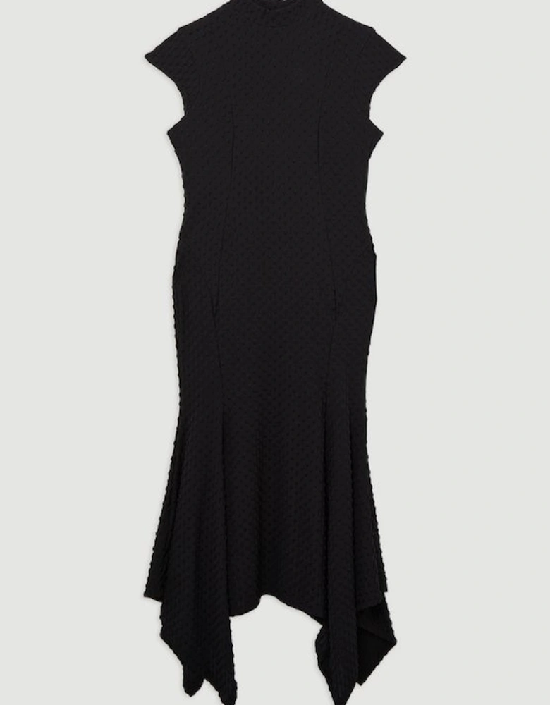 Textured Jersey Dramatic Hem Maxi Dress
