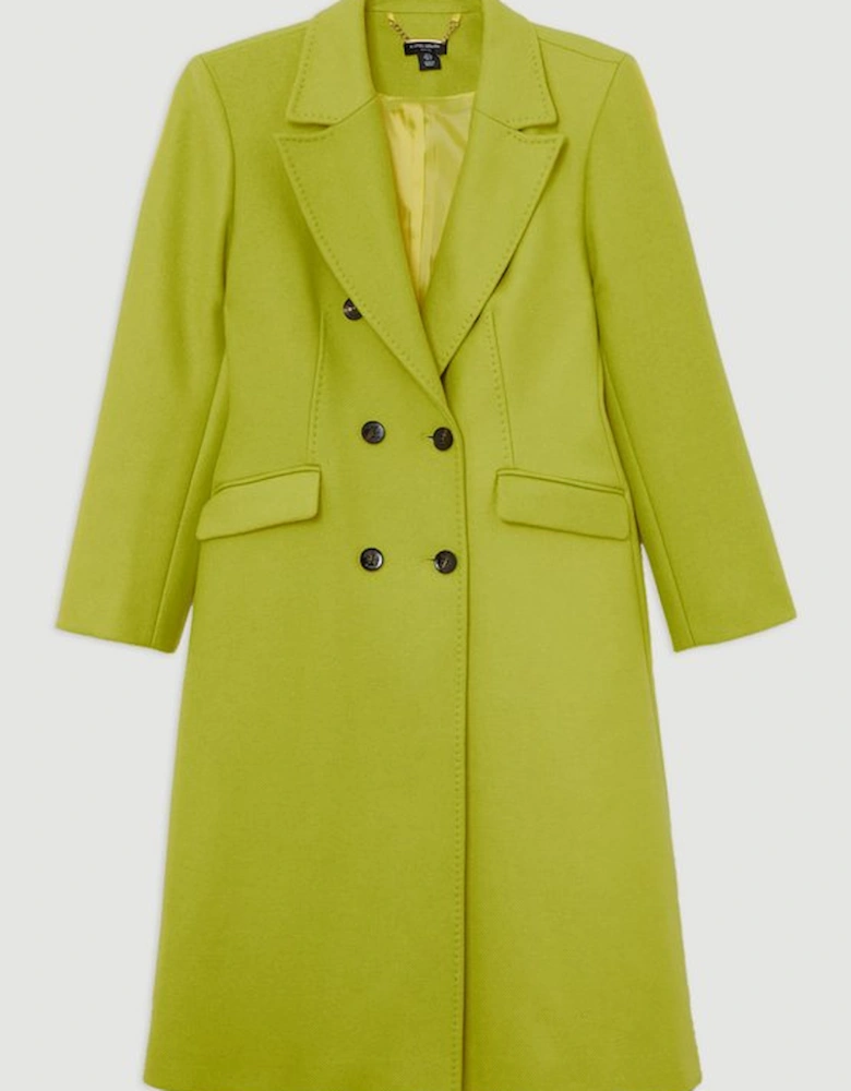 Petite Premium Italian Manteco Wool Fitted Tailored Midi Coat