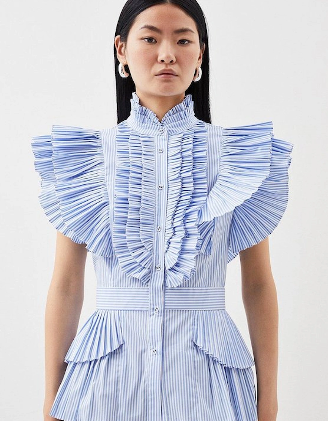 Sleeveless Striped Pleated Ruffle Blouse, 5 of 4