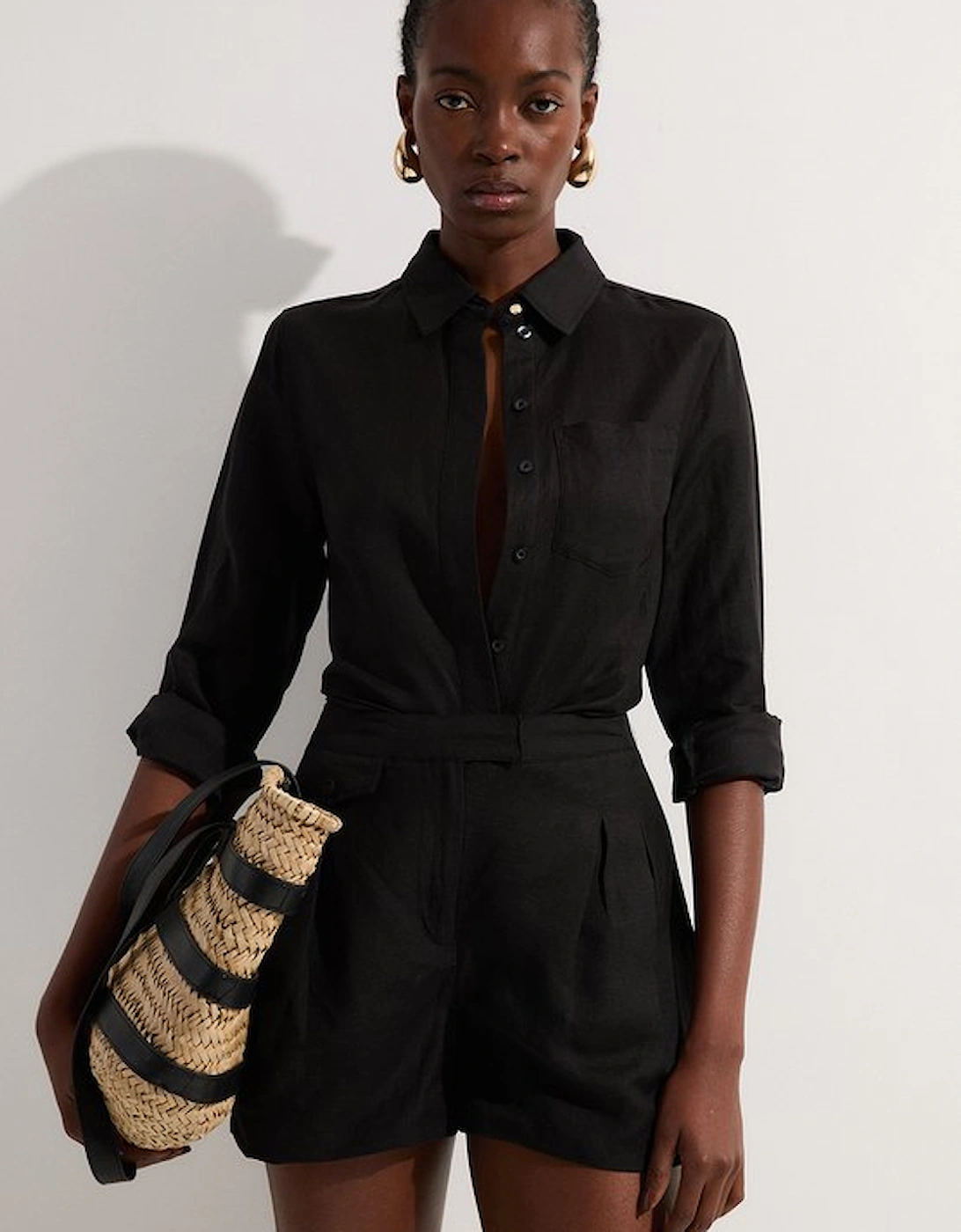 Tall Viscose Linen Woven Pocket Detail Short, 4 of 3