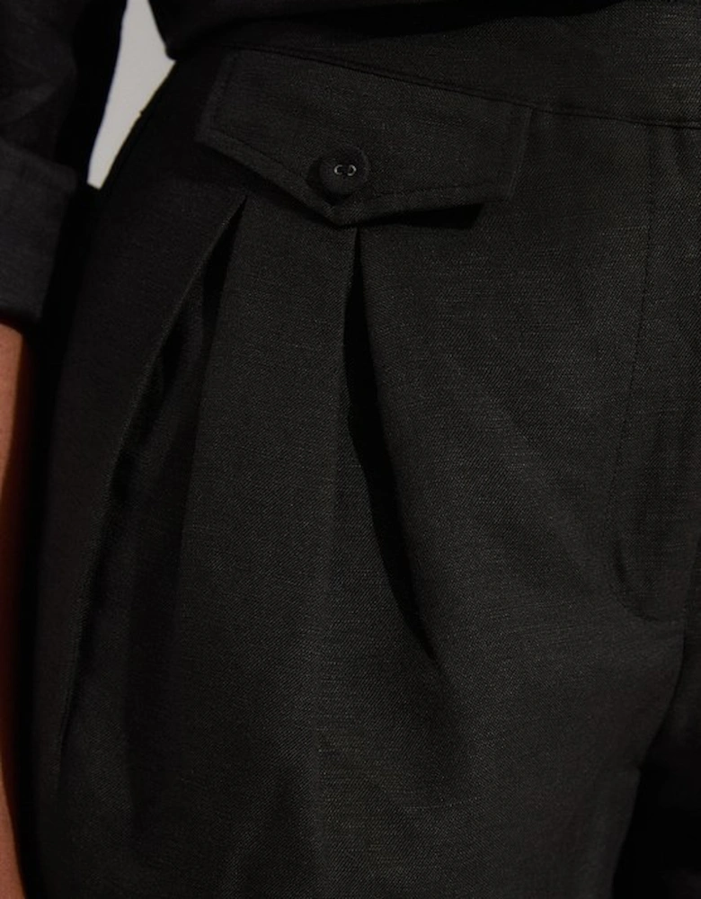 Tall Viscose Linen Woven Pocket Detail Short
