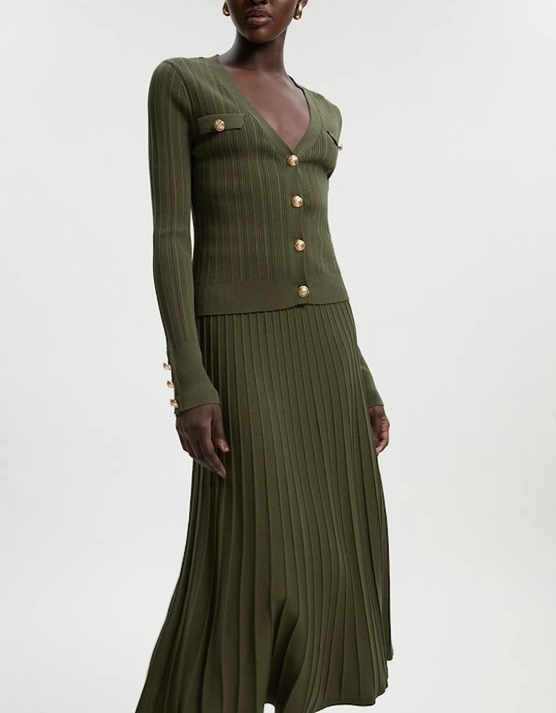 High Waisted Textured Knit Full Maxi Skirt, 2 of 1