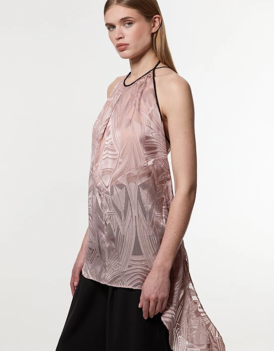 Amelia Graham Burnout Halter Neck Asymmetric Tunic, 5 of 4
