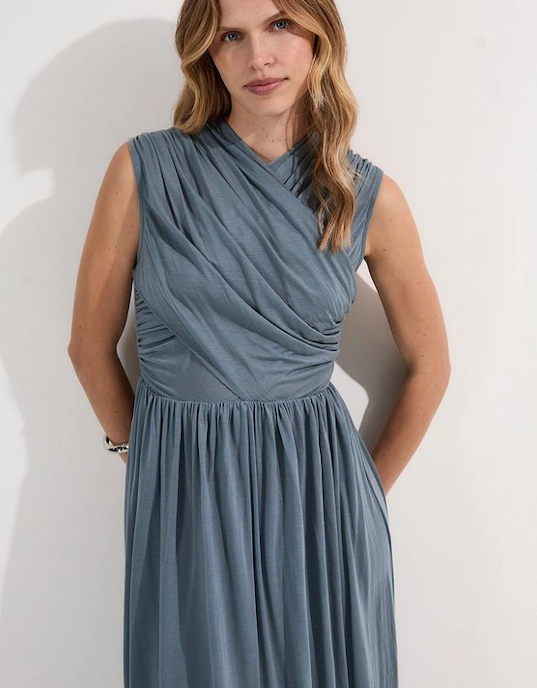 Premium Tencel Jersey Wrap Detail Midi Dress