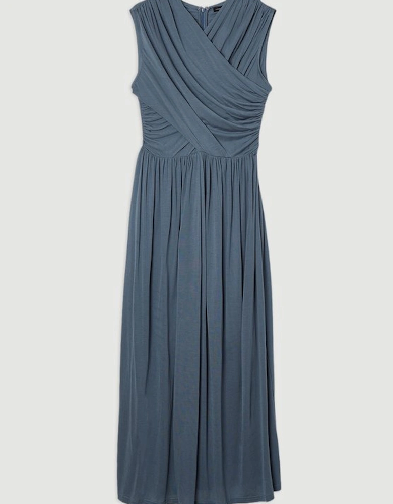 Premium Tencel Jersey Wrap Detail Midi Dress