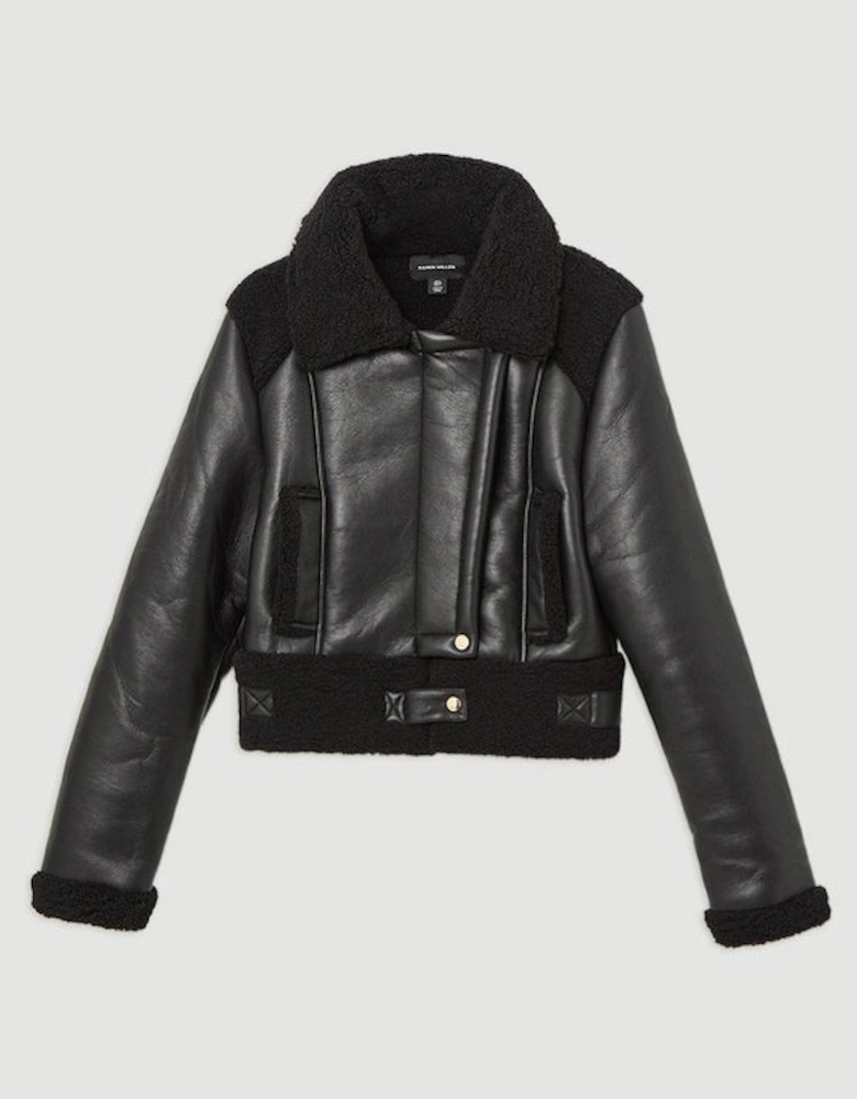 Faux Fur Aviator Crop Jacket