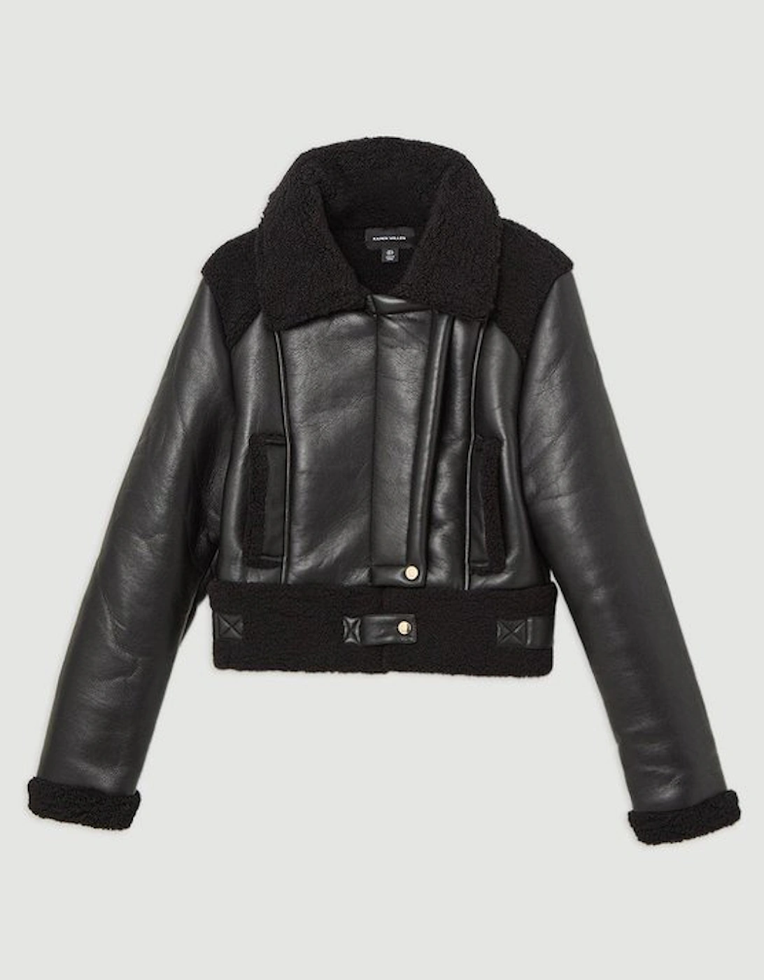 Faux Fur Aviator Crop Jacket