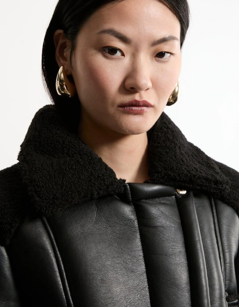 Faux Fur Aviator Crop Jacket