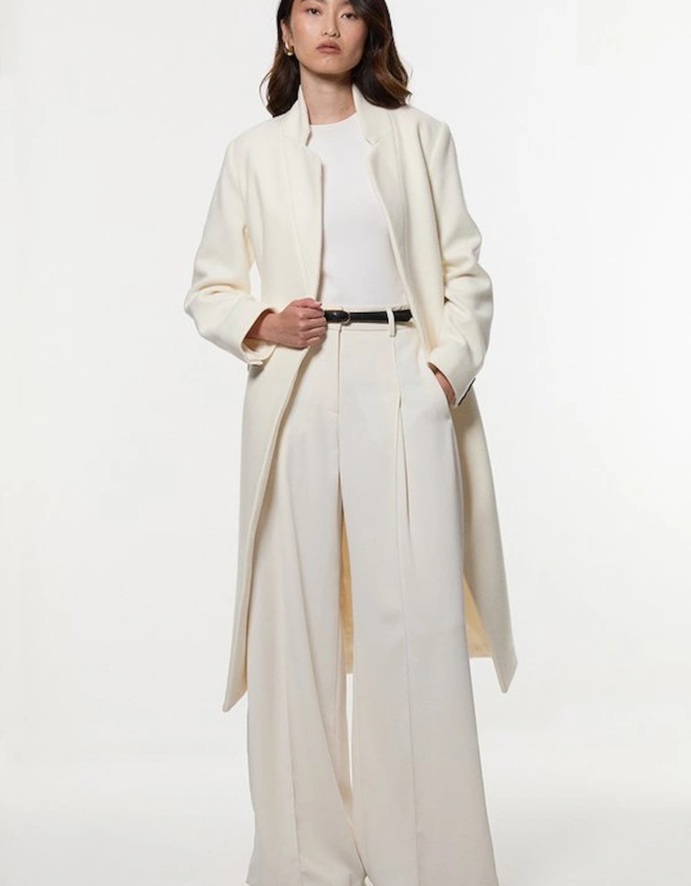 Wool Investment Notch Neck Tailored Midi Coat