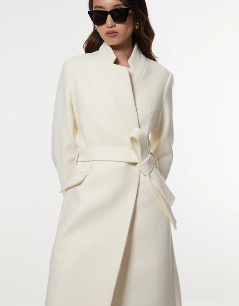 Wool Investment Notch Neck Tailored Midi Coat