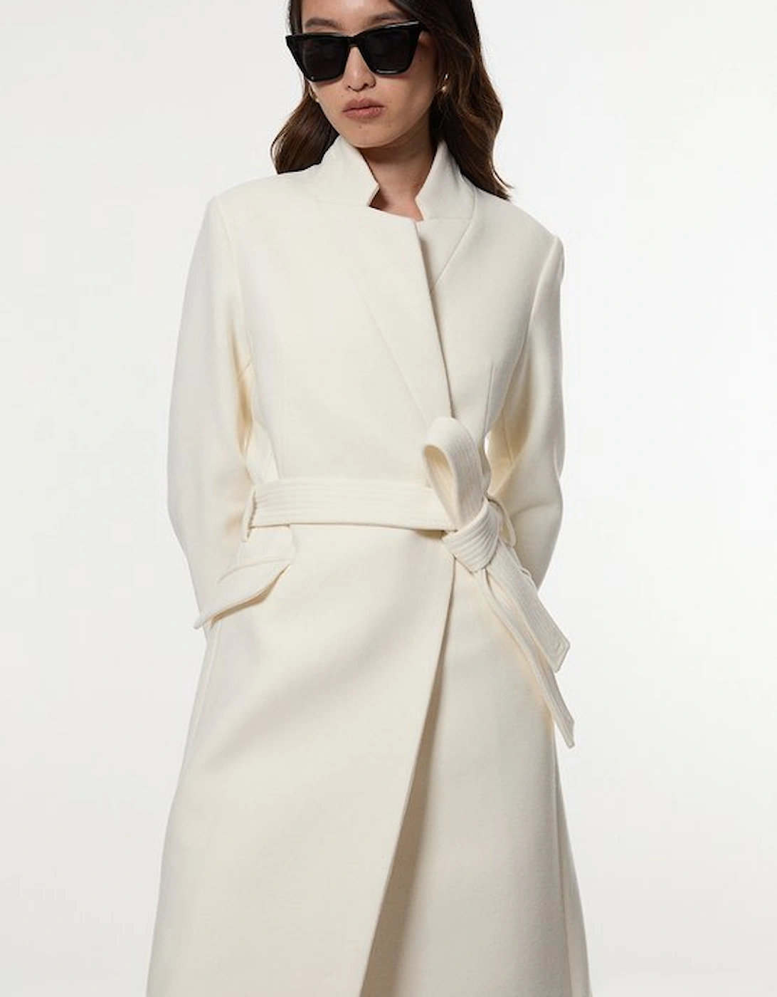 Wool Investment Notch Neck Tailored Midi Coat