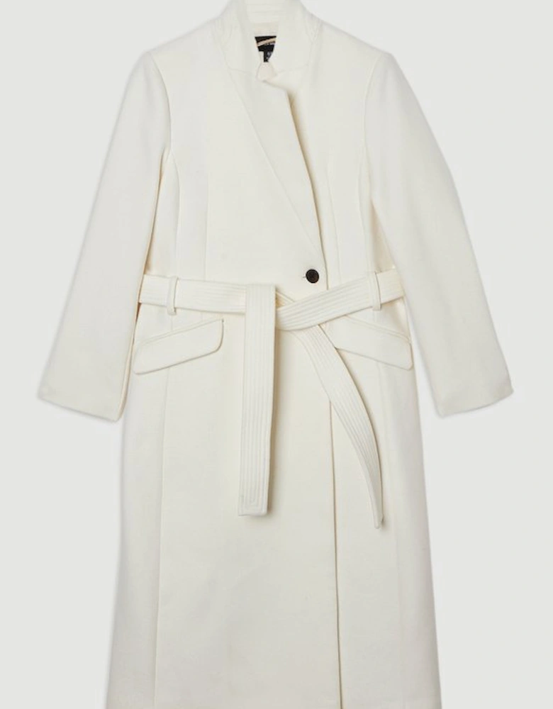 Wool Investment Notch Neck Tailored Midi Coat