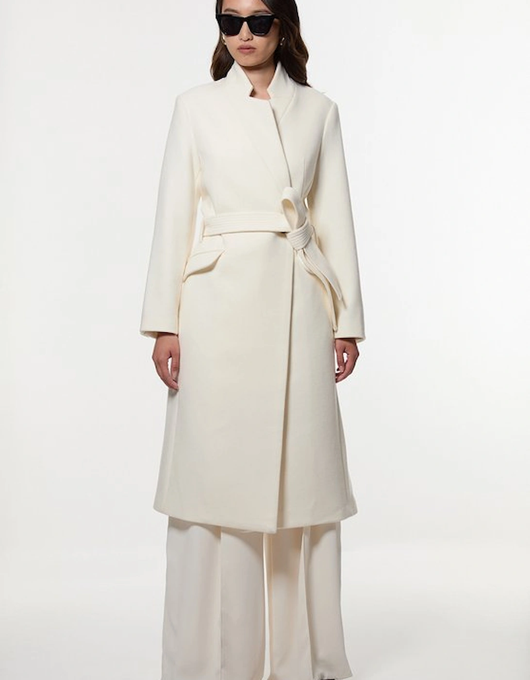 Wool Investment Notch Neck Tailored Midi Coat