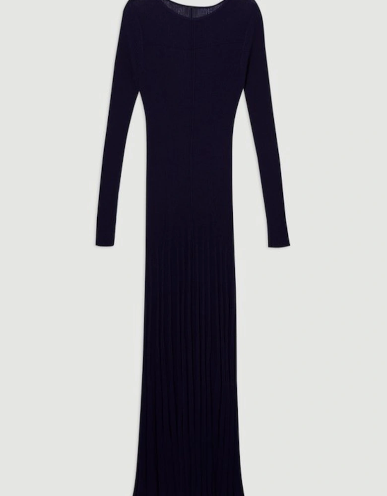 Drapey Sheer Rib Knitted Midi Dress