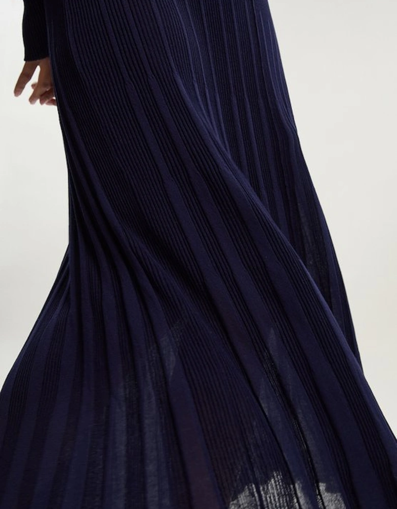 Plus Size Drapey Sheer Rib Knitted Midi Dress