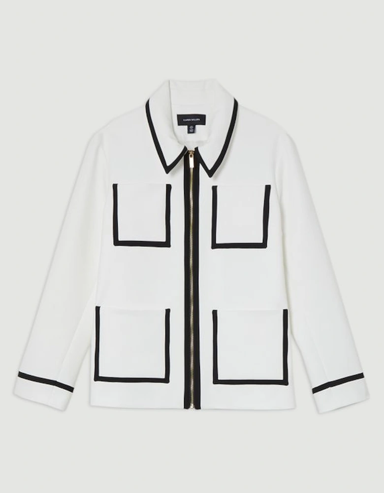 Compact Stretch Tipped Pocketed Tailored Jacket