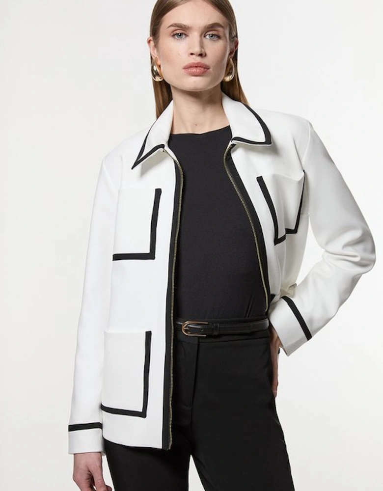 Compact Stretch Tipped Pocketed Tailored Jacket
