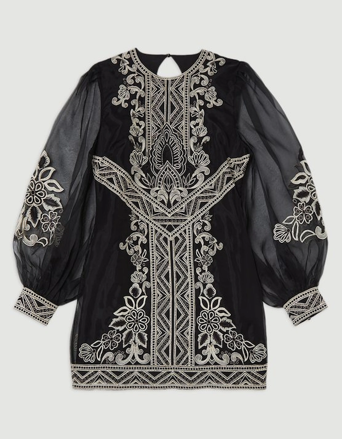 Petite Embroidered Organdie Balloon Woven Mini Dress