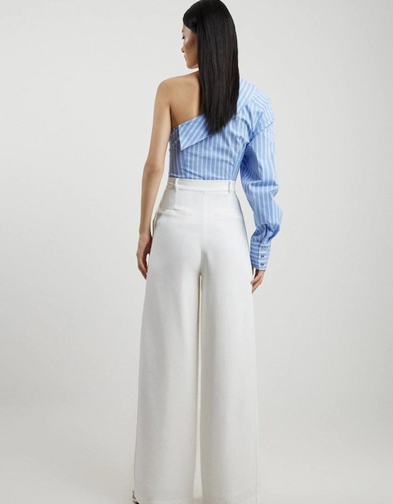 Petite Premium Woven Viscose Crepe Wide Leg Trouser
