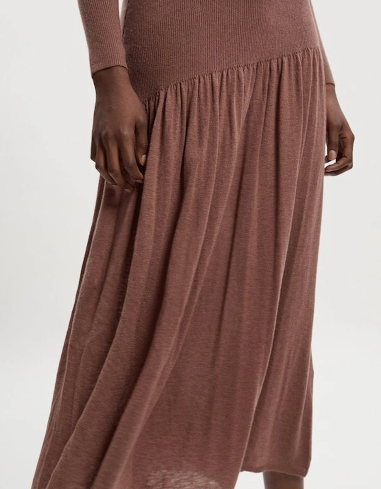 Wool Blend Sheer Knitted Skirt Dress
