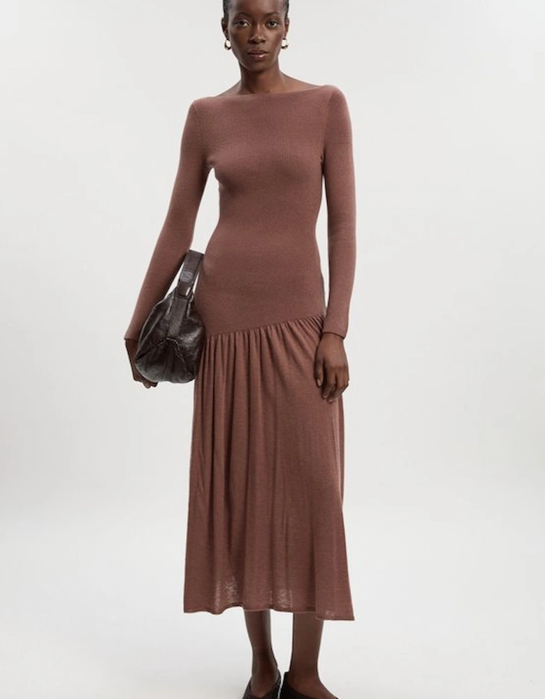 Wool Blend Sheer Knitted Skirt Dress
