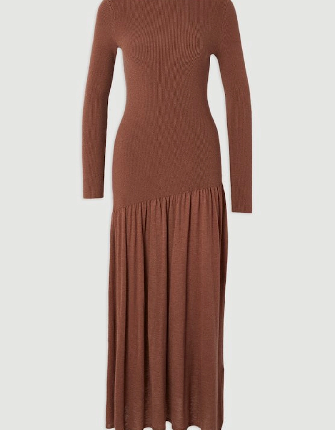 Wool Blend Sheer Knitted Skirt Dress
