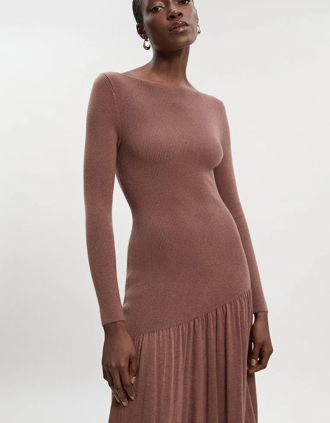 Wool Blend Sheer Knitted Skirt Dress