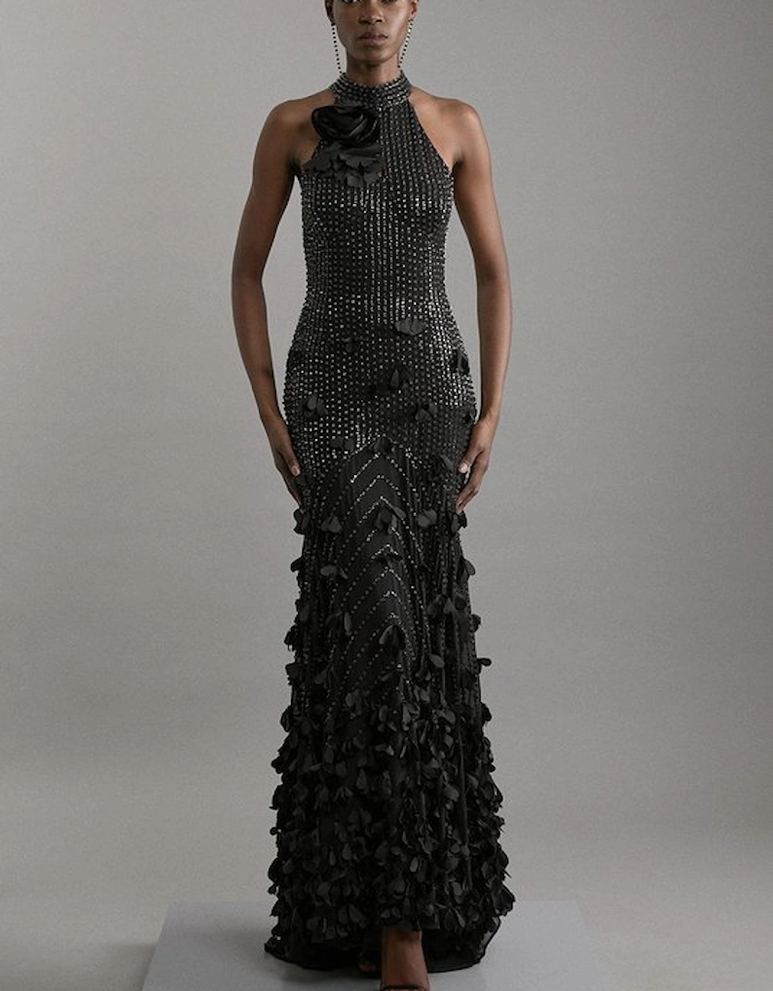 Crystal Applique Woven Maxi Rosette Maxi Dress, 5 of 4