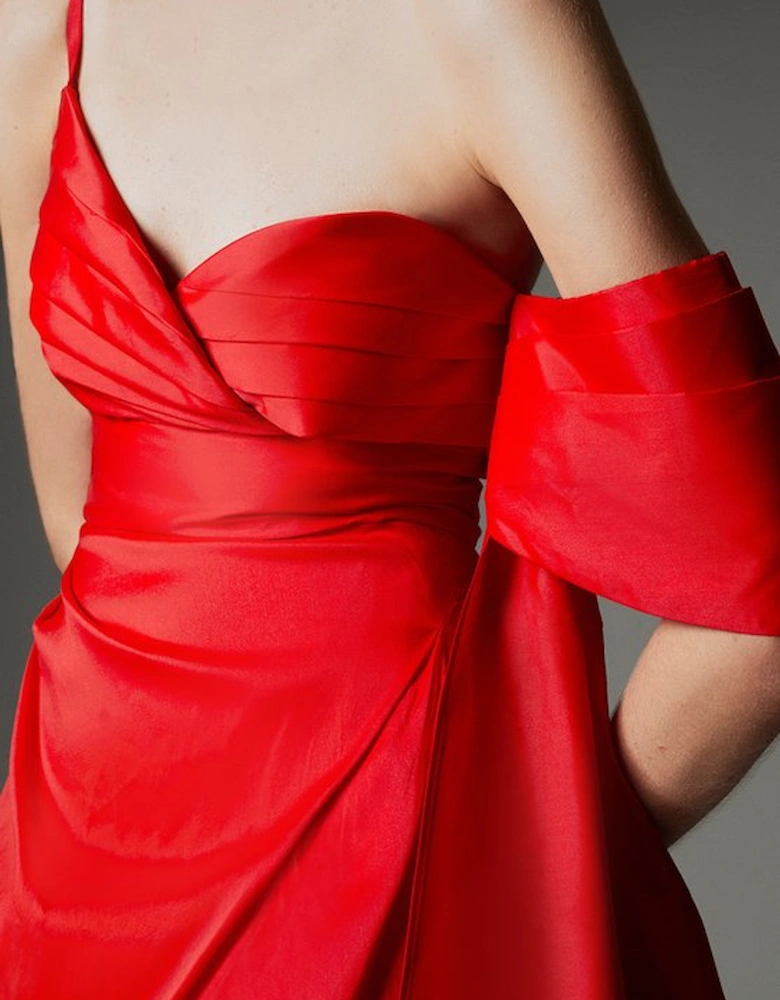 Archive Collection - Petite Taffeta Draped Shoulder Mini Dress