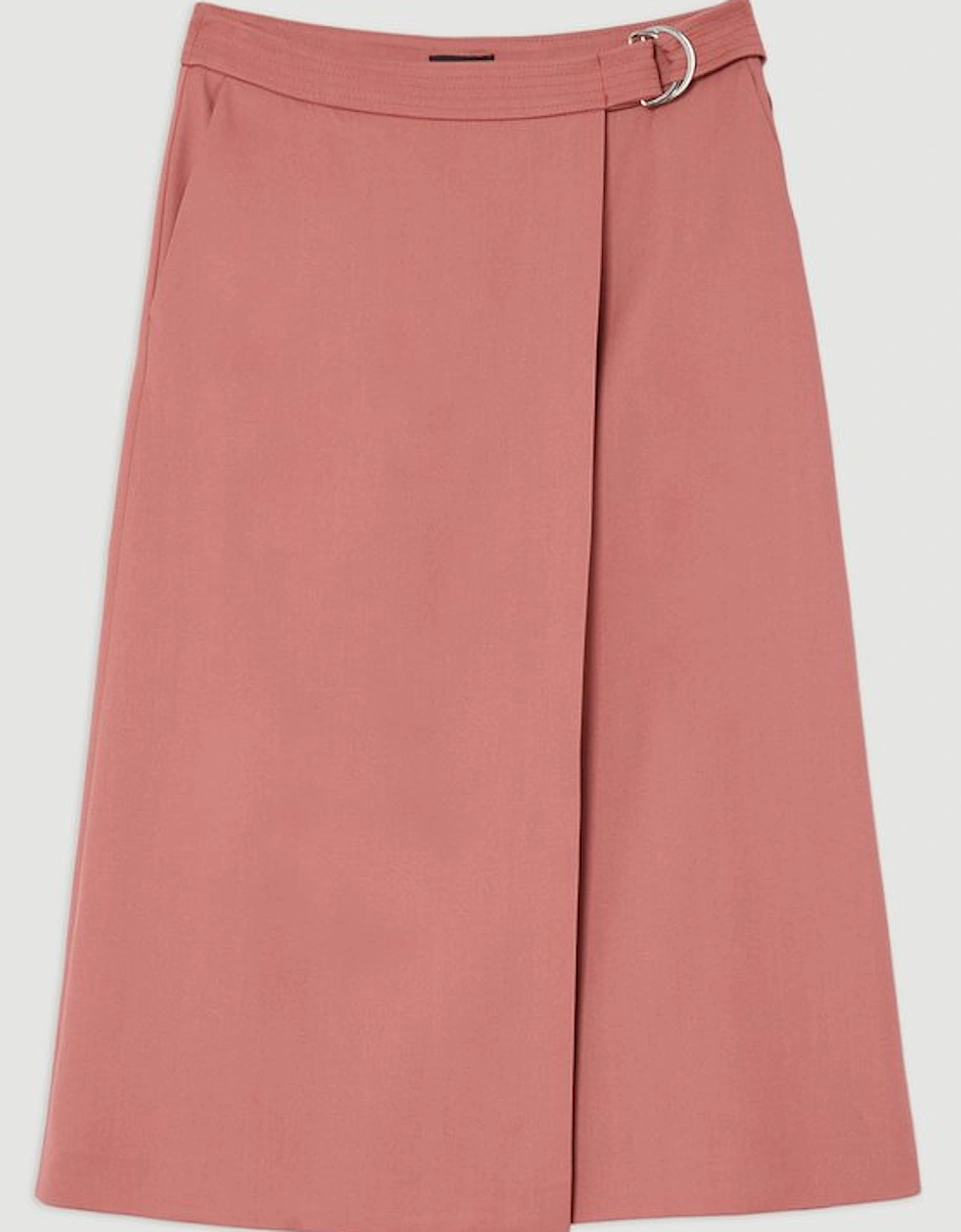 Soft Tailored Wrap A Line Midi Skirt