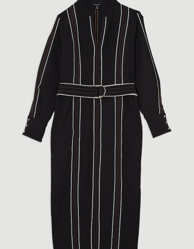 Soft Tailored Contrast Tipped Belted Midaxi Dress