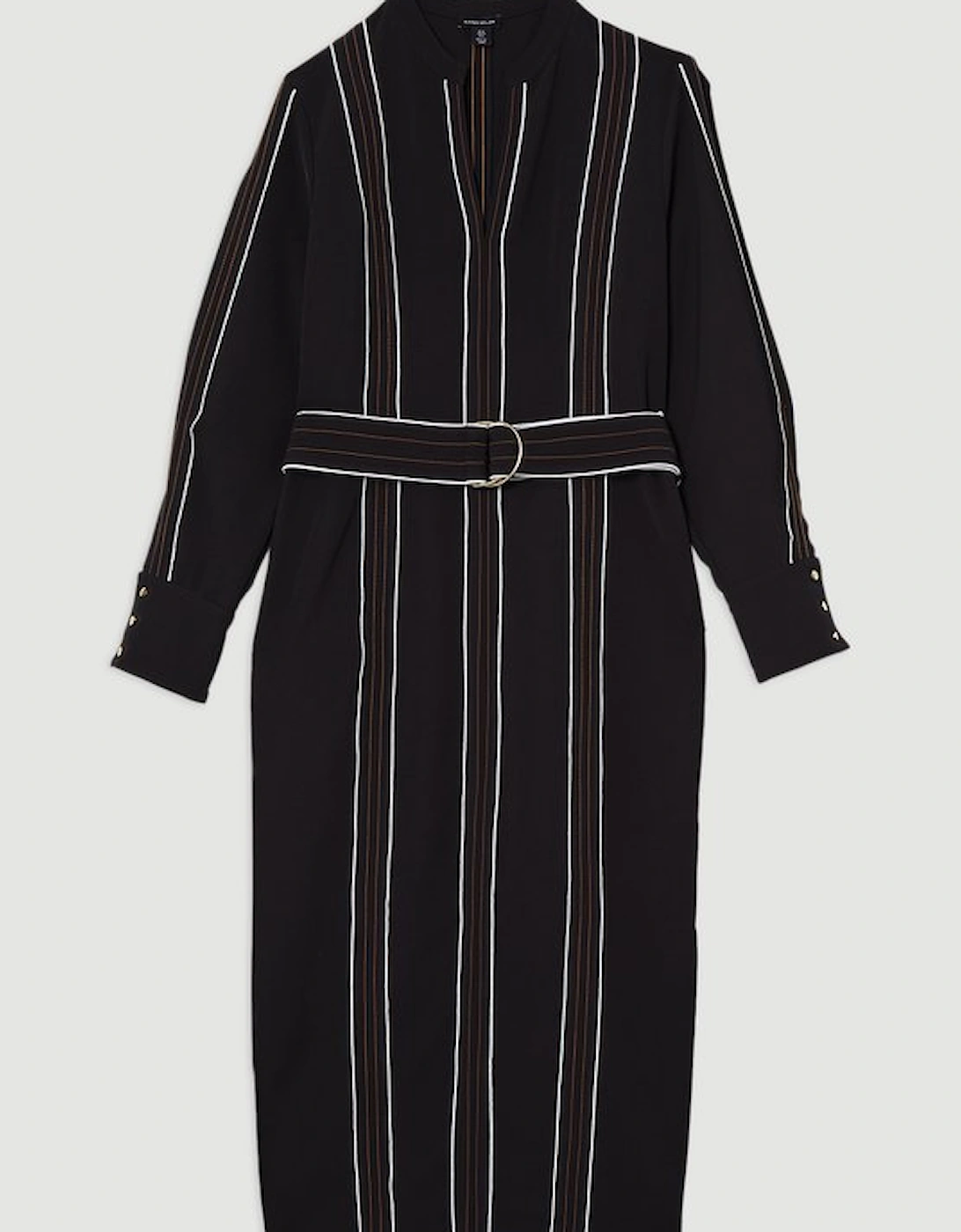 Soft Tailored Contrast Tipped Belted Midaxi Dress