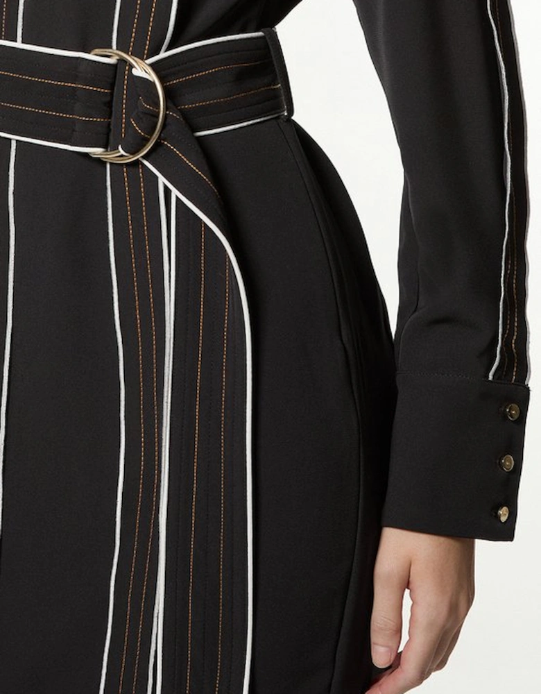 Soft Tailored Contrast Tipped Belted Midaxi Dress